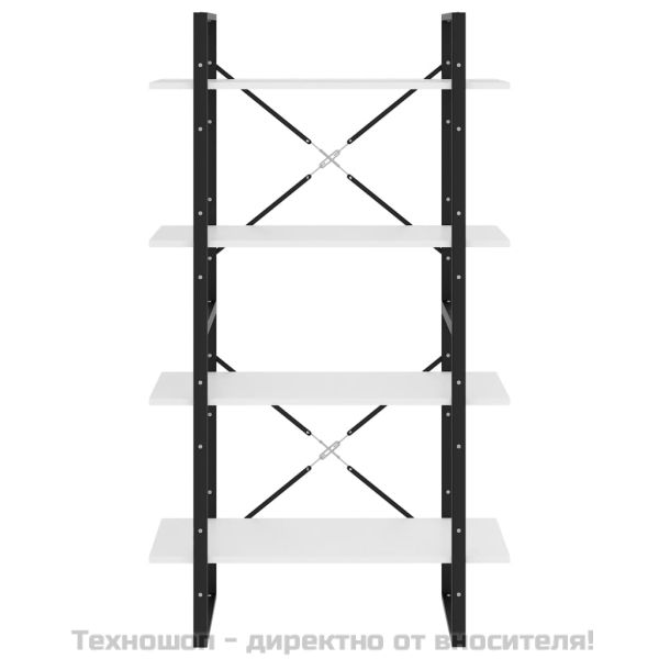 4-етажна библиотека, бяла, 80x30x140 см, инженерно дърво