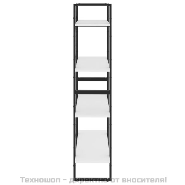 4-етажна библиотека, бяла, 80x30x140 см, инженерно дърво