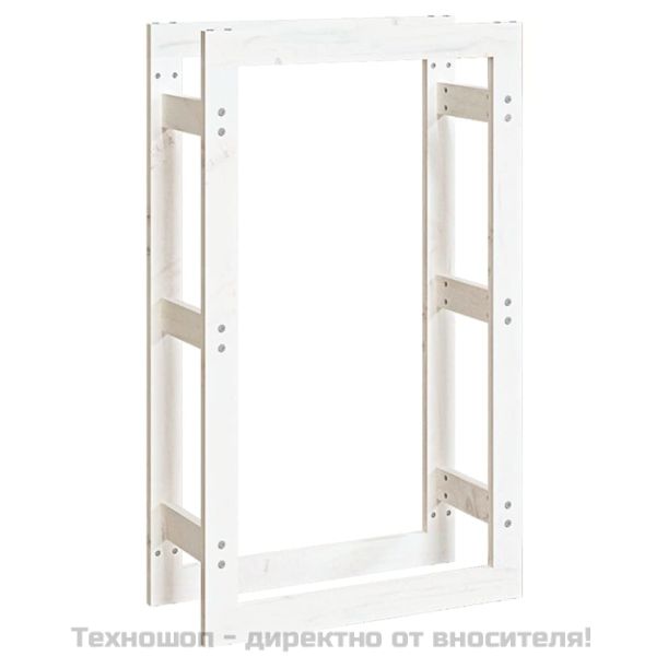 Поставка за дърва за огрев бяла 60x25x100 см масивно дърво бор