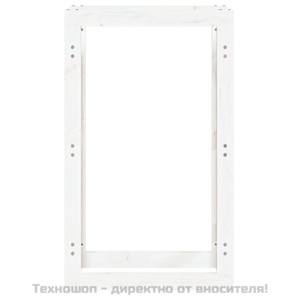 Поставка за дърва за огрев бяла 60x25x100 см масивно дърво бор