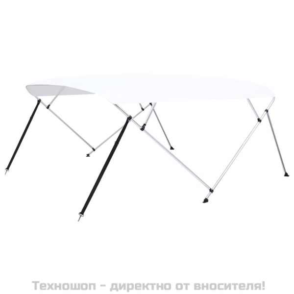 Тента за лодка, 4 дъги, бяла, 243x(230-244)x137 см