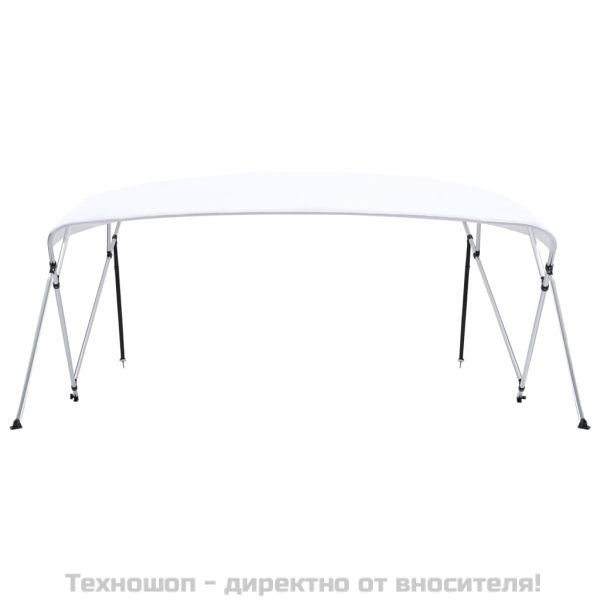 Тента за лодка, 4 дъги, бяла, 243x(230-244)x137 см