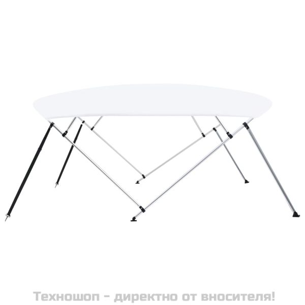 Тента за лодка, 4 дъги, бяла, 243x(230-244)x137 см