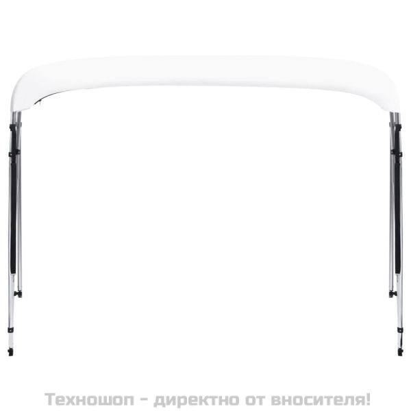 Тента за лодка, 4 дъги, бяла, 243x(230-244)x137 см