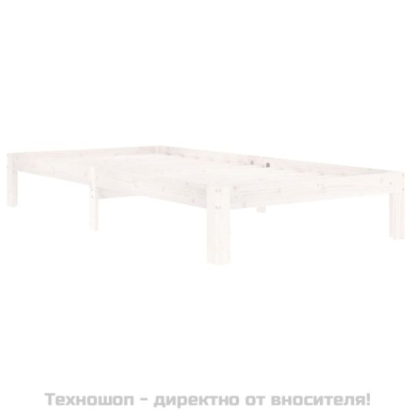 Рамка за легло, бяла, бор масив, 100х200 см