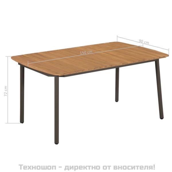 Градински трапезен комплект, 7 части, акация масив и стомана