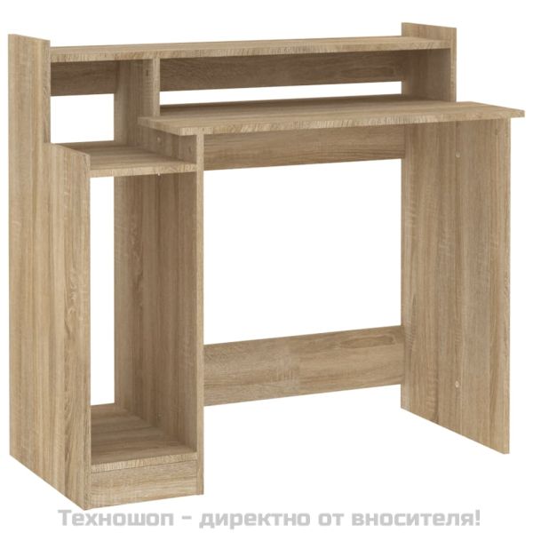 Бюро с LED осветление, сонома дъб, 97x45x90 см, инженерно дърво
