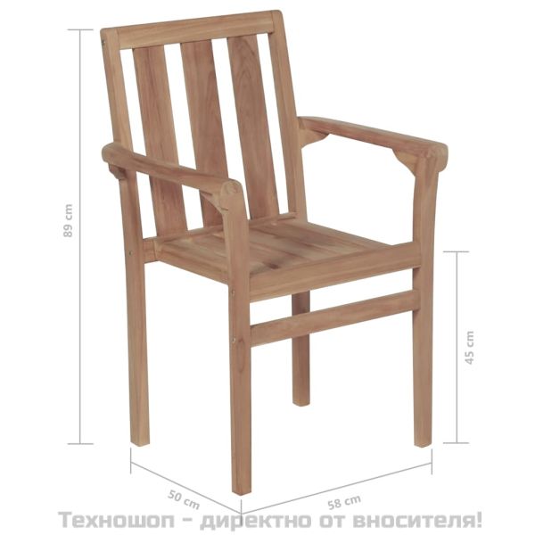 Стифиращи градински столове, 2 бр, тиково дърво масив