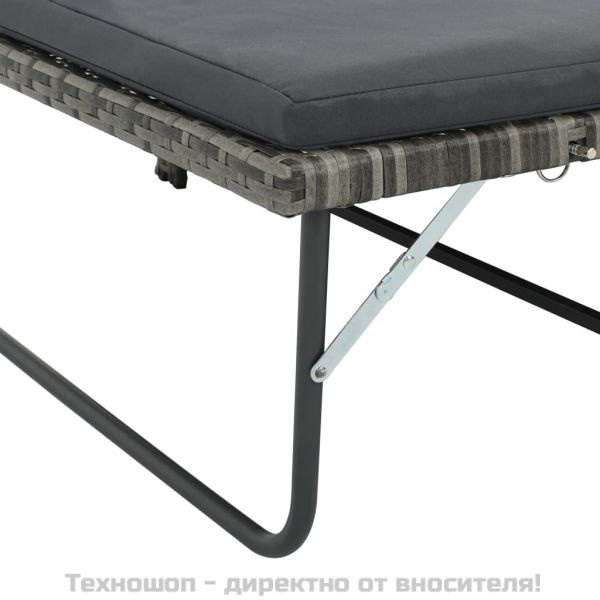 Градински комплект с възглавници, 2 части, полиратан, сив