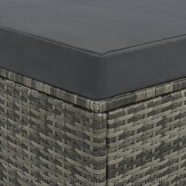 Градински комплект с възглавници, 2 части, полиратан, сив