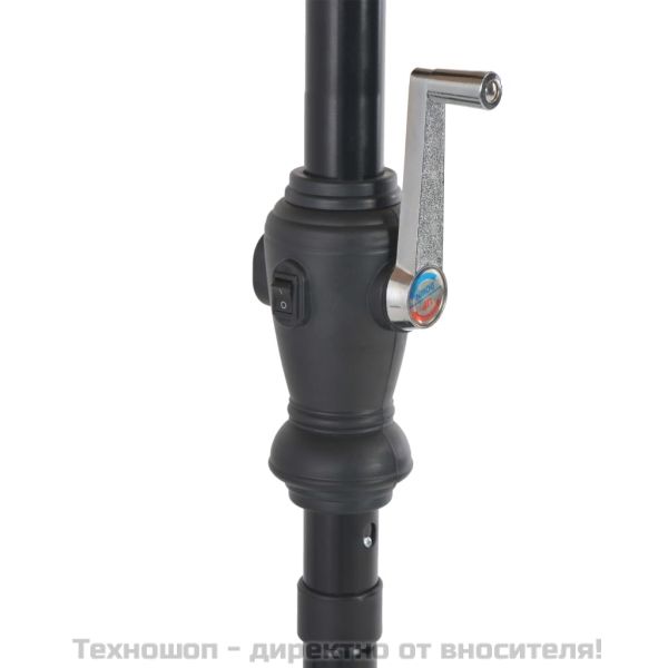 Градински чадър с LED светлини, стоманен прът, 300 см, антрацит