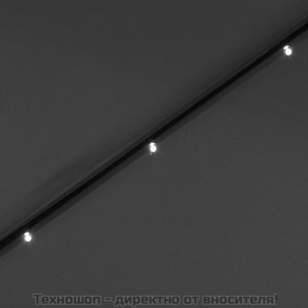 Градински чадър с LED светлини, стоманен прът, 300 см, антрацит