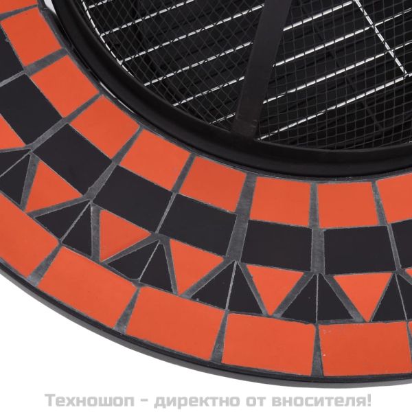 Мозаечна маса с огнище, теракота и бяло, 68 см, керамика