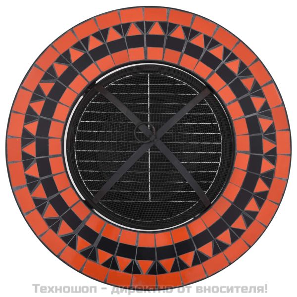 Мозаечна маса с огнище, теракота и бяло, 68 см, керамика