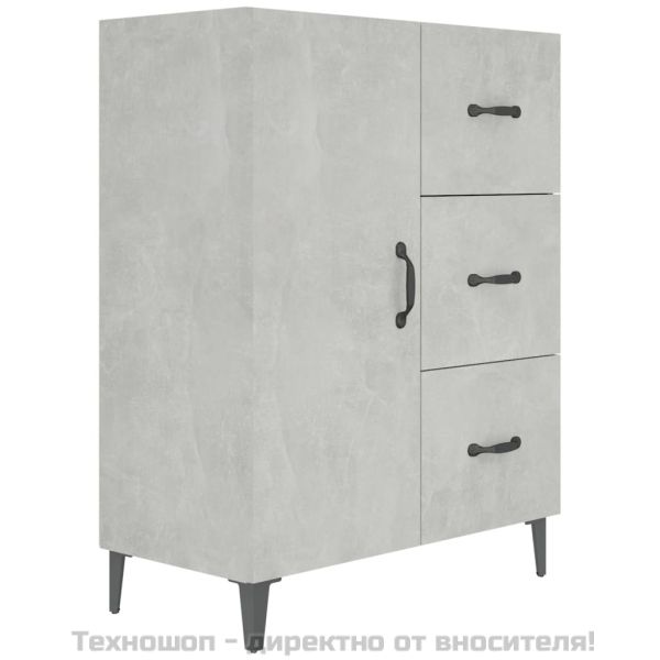 Сайдборд, бетонно сив, 69,5x34x90 см, инженерно дърво