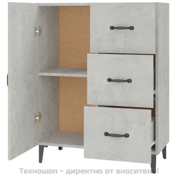 Сайдборд, бетонно сив, 69,5x34x90 см, инженерно дърво