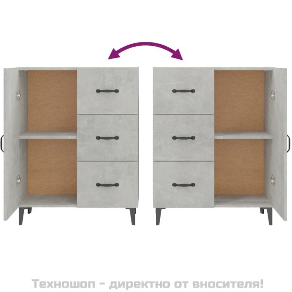 Сайдборд, бетонно сив, 69,5x34x90 см, инженерно дърво