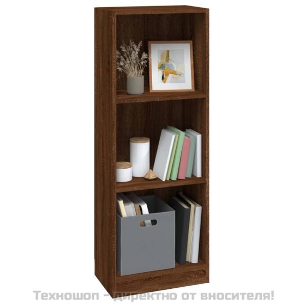 Библиотека на 3 нива, кафяв дъб, 40x24x109 см, инженерно дърво