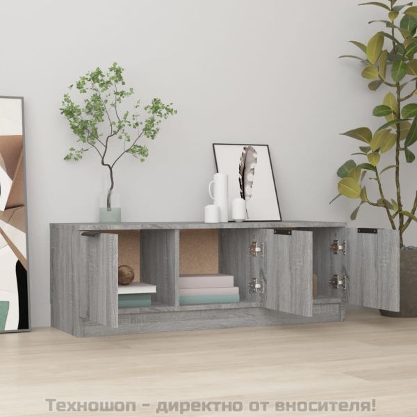 ТВ шкаф, сив сонома, 102x35x36,5 см, инженерно дърво