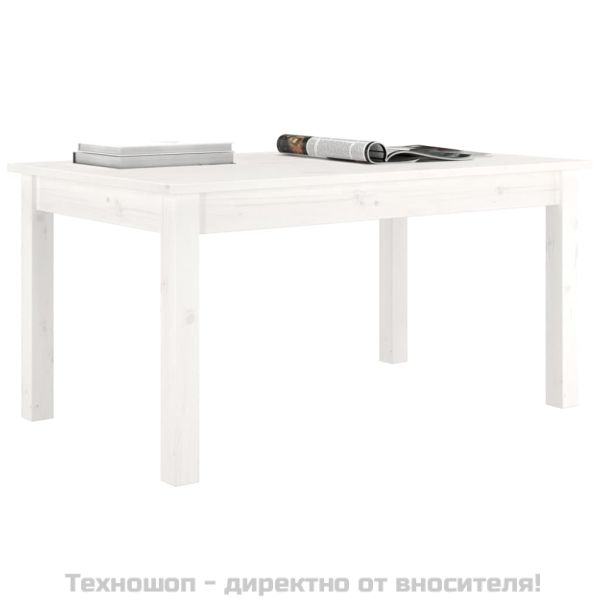 Кафе маса, бяла, 80x50x40 см, борово дърво масив