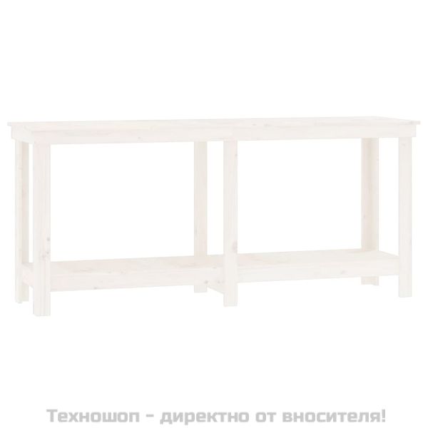 Работна маса бяла 180x50x80 см борово дърво масив