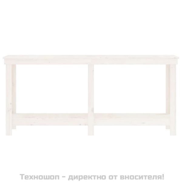 Работна маса бяла 180x50x80 см борово дърво масив
