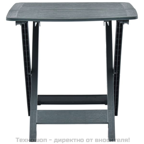 Сгъваема градинска маса, зелена, 79x72x70 см, пластмаса