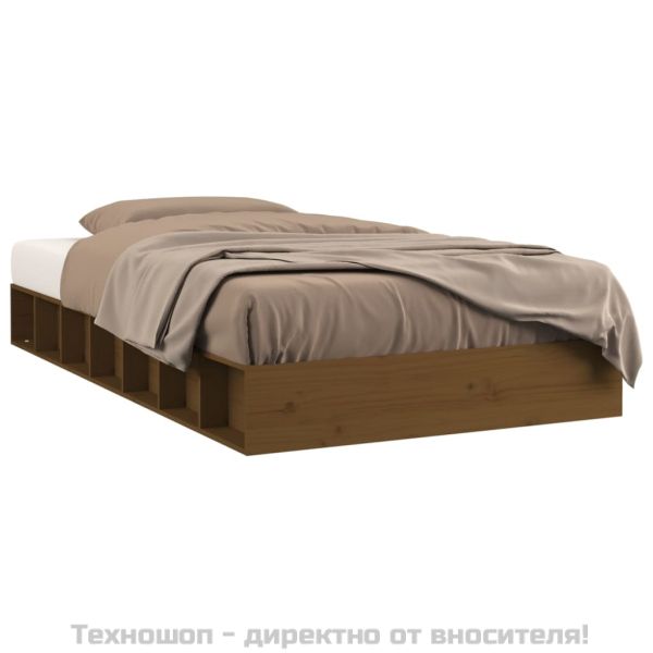 Рамка за легло меденокафява 75x190 см Small Single дърво масив