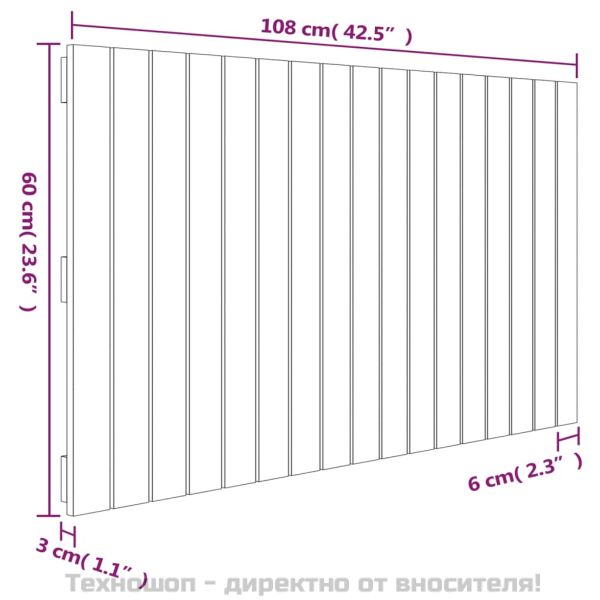 Стенна табла за спалня, меденокафява, 108x3x60 см, бор масив