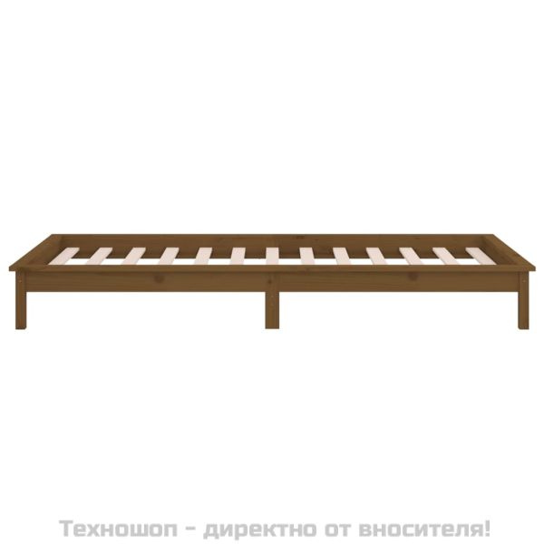 LED легло меденокафяво 75x190 см Small Single масивна дървесина