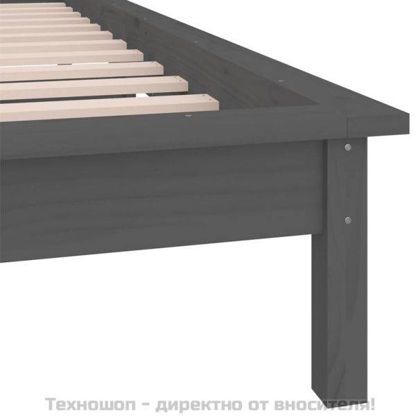 LED рамка за легло сива 75x190 см Small Single дърво масив