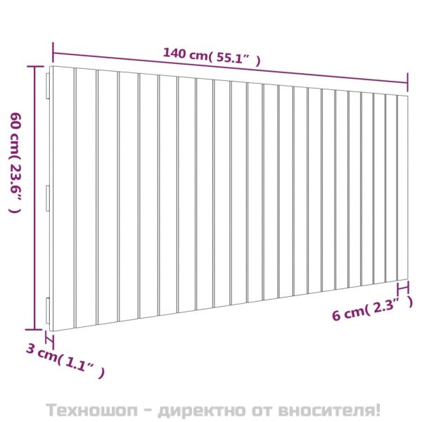 Стенна табла за спалня, меденокафява, 140x3x60 см, бор масив