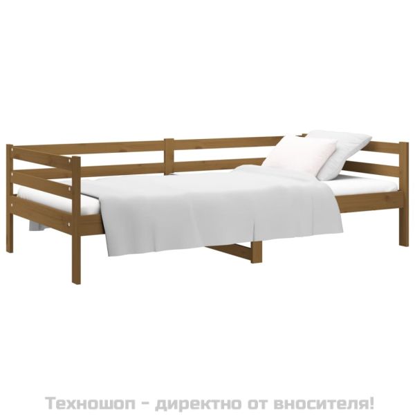 Дневно легло, меденокафяво, борово дърво масив, 90x190 см
