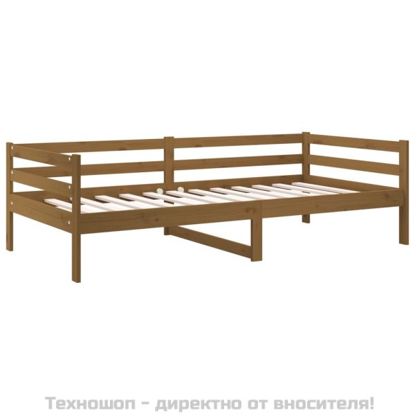 Дневно легло, меденокафяво, борово дърво масив, 90x190 см