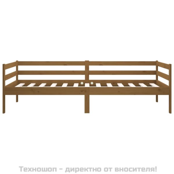 Дневно легло, меденокафяво, борово дърво масив, 90x190 см