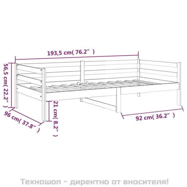 Дневно легло, меденокафяво, борово дърво масив, 90x190 см