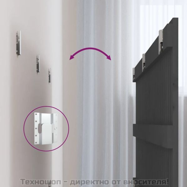 Стенна табла за спалня, сива, 185x3x60 см, борово дърво масив