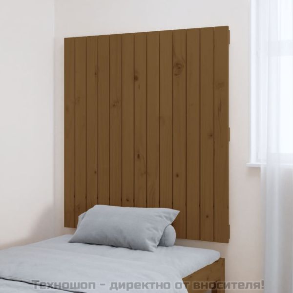 Стенна табла за спалня, меденокафява, 82,5x3x90 см, бор масив