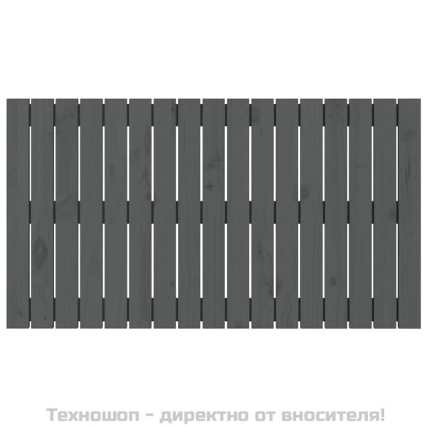 Стенна табла за спалня, сива, 108x3x60 см, борово дърво масив