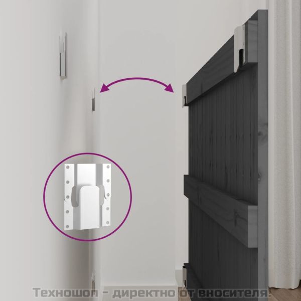 Стенна табла за спалня, сива, 108x3x60 см, борово дърво масив