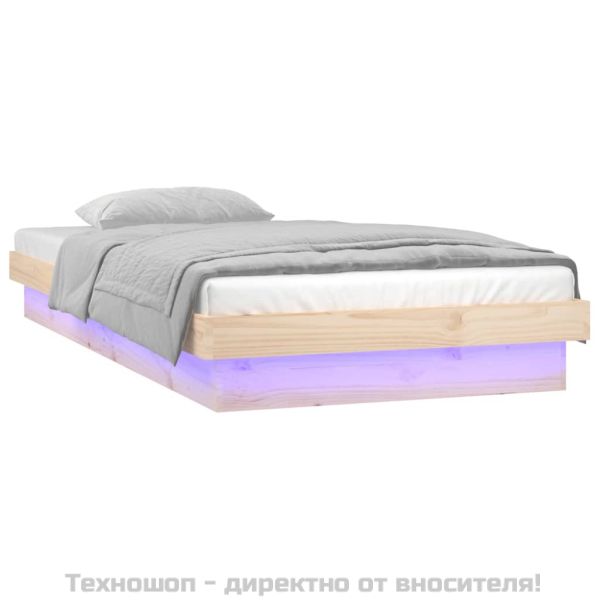 LED рамка за легло 75x190 см Small Single дърво масив