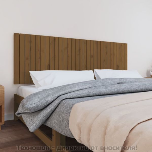 Стенна табла за спалня, меденокафява, 185x3x60 см, бор масив