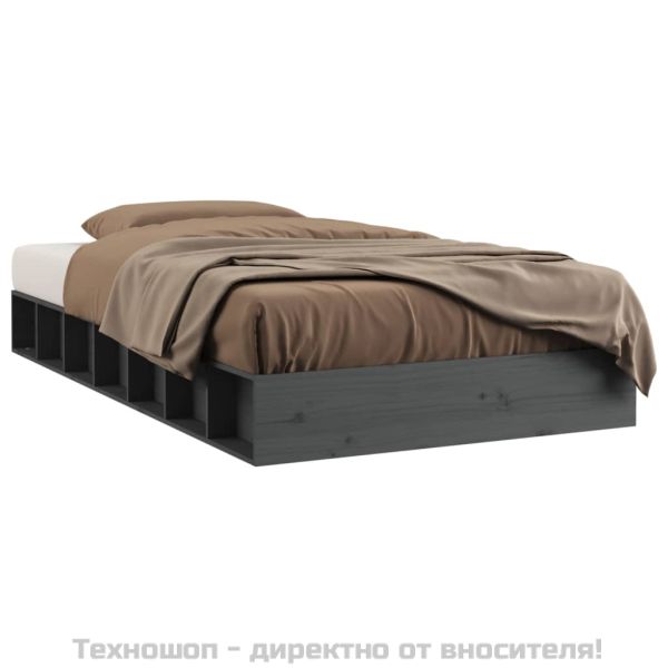 рамка за легло сива 75x190 см Small Single дърво масив