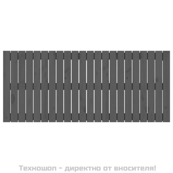 Стенна табла за спалня, сива, 140x3x60 см, борово дърво масив