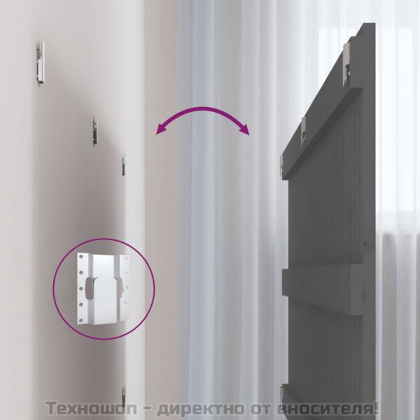 Стенна табла за спалня, сива, 140x3x60 см, борово дърво масив