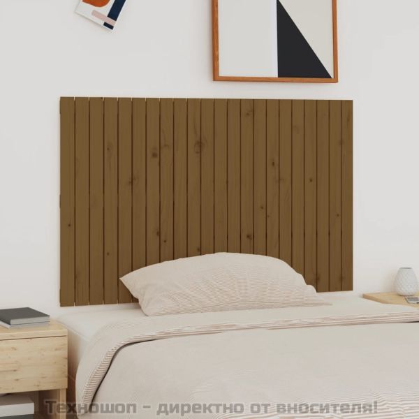 Стенна табла за спалня, меденокафява, 140x3x90 см, бор масив