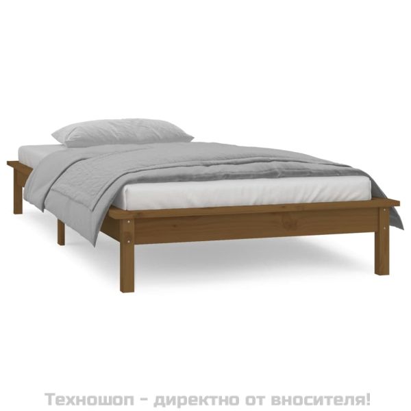 LED легло меденокафяво 90x190 см Single масивна дървесина