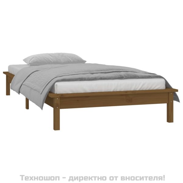 LED легло меденокафяво 90x190 см Single масивна дървесина