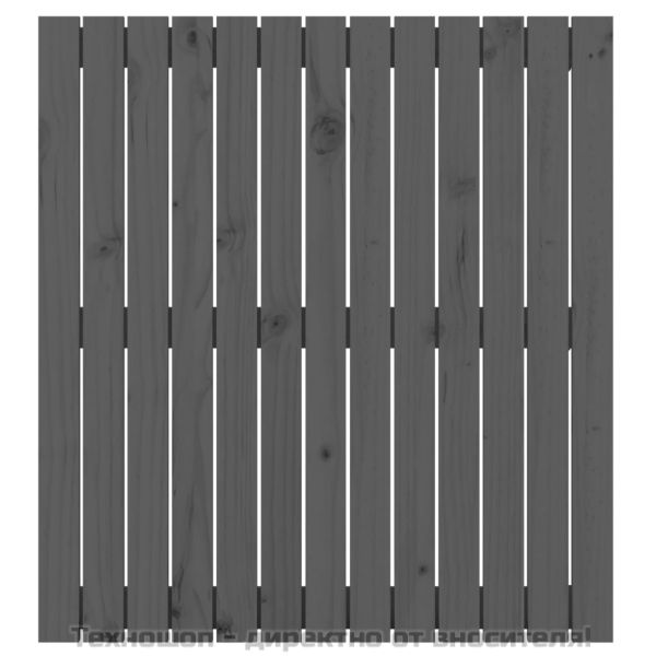 Стенна табла за спалня, сива, 82,5x3x90 см, борово дърво масив