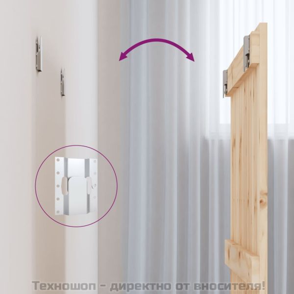 Стенна табла за спалня, 82,5x3x60 см, борово дърво масив